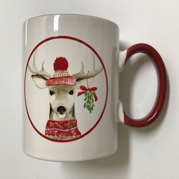 Christmas Reindeer Coffee Mug Cynthia Rowley Tea Cup Mistletoe Holiday New York - Picture 1 of 13